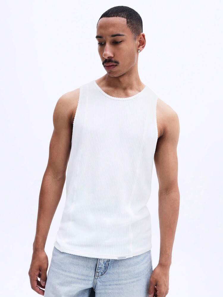 SUMWON Men's Ribbed Tank Top Sleeveless Crew Neck Summer Casual Undershirt Basic White Tank Top Tee, Mens Vest Tops, Men Singlet Top, Cotton Tank Top Men, White Singlet Men Tanktops For Men, Men S Vest Tops