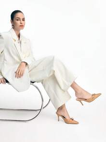 Mnmlis Women's Pointed Toe Buckle Design Fashionable Elegant High Heel Mules - Brown - View 6