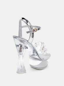 Glitzique Women Flower Decor Platform Sandals , Glamorous Open Toe Ankle Strap Sandals - Perak - View 7