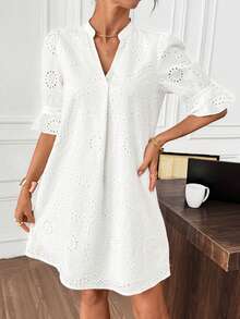 Vestido de manga media con estampado de Día de San Valentín para primavera/verano, conjunto de Día de San Valentín para mujer - Blanco 2 - Ver 6