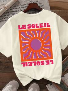 DrmWander Women's T-Shirt, Casual Street Style Graphic Short Sleeve T-Shirt, Cute Summer Top - Apricot - View 4