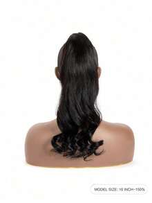 QUICK WEAR Extensión de cola de caballo con clip de cabello humano, extensión de cola de caballo de 16 pulgadas con clip de garra, extensión de cola de caballo ondulada larga con clip para mujeres, extensiones de cabello 100% cabello humano natural negro - Natural Black - Ver 19
