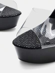 Glitzique 女士透明帶防水台細跟穆勒時尚夏天高跟涼鞋 - 無色 - 查看 10