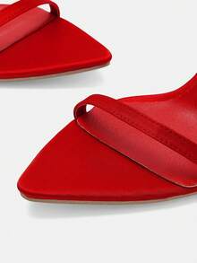 Glitzique Spring/Summer Women's Fashion Red Satin Ankle-Strap Pointed-Toe Gold Buckle Formal High Heel Sandals,Stilletos Heels Spring Shoes Summer Shoes - Red - View 7