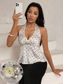 Modelyn 性感露背波点吊带背心(女款) - 彩色 - 查看 9