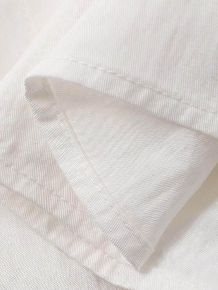 Women's Casual Vacation Style Solid Color Shirt Pocket White Mid-Length Dress Summer, Wedding Guest Dress Women Dress Sundress