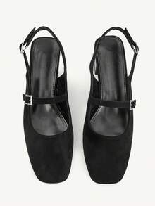 CUCCOO CHICEST 女士百搭通勤简约搭扣高跟鞋 - 黑色 - 查看 3