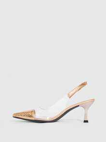 CUCCOO SZL Giày cao gót mũi nhọn trong suốt bằng TPU, kiểu dáng thanh lịch, thích hợp đi làm, dự tiệc hoặc công sở, màu mơ, dành cho nữ dịp Giáng sinh. - Rượu sâm banh - Xem 11