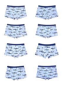 Set de 8 calzoncillos tipo bóxer cómodos con estampado de animales y autos para niños preadolescentes - Multicolor - Ver 5