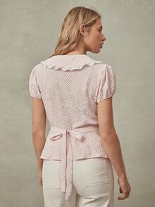 WESTFADE Chemisier rose à manches courtes et boutons pour femmes - Rose bonbon - Voir 2