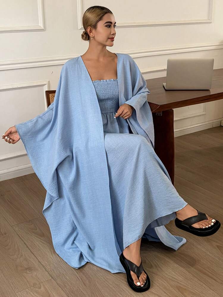 Elegant Loose Robe & Slip Dress Women Sleepwear Set