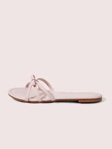 CUCCOO DOLLMOD Ladies Pink Comfort Flat Sandals, Sweet Style Bow Flat Sandals - Pink - View 2