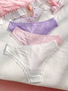 PetitDoll 3pcs/Set Cute & Comfortable Women's Minimalist Panties - Multicolor - View 8
