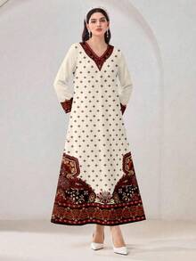 Al Najma Vestido estilo árabe modesto y casual - Multicolor - Ver 4