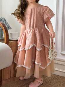 DAZY Young GirlRound Neck Princess Style Party Birthday Dress - Yellow - View 2