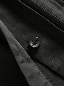 MOTF PREMIUM WOMEN'S SOLID COLOR FOLD PLEATED REGULAR ELEGANT COMMUTER VERSATILE SHIRT, SUITABLE FOR SPRING AND AUTUMN - Black - View 4