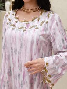 Yasmyna 女士土耳其长款连衣裙和阿拉伯传统长袍 - 粉色 - 查看 1