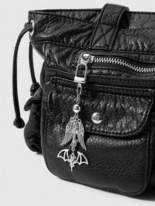 ROMWE 2款全新Y2K个性化复古朋克时尚暗黑哥特风银翼CCB圆珠爱心蝙蝠亮钻十字架卡通小猫蝴蝶结DIY钥匙扣包包吊坠，组合套装，适合姐妹和女友日常佩戴，节日礼物 - 銀色-1 - 查看 12