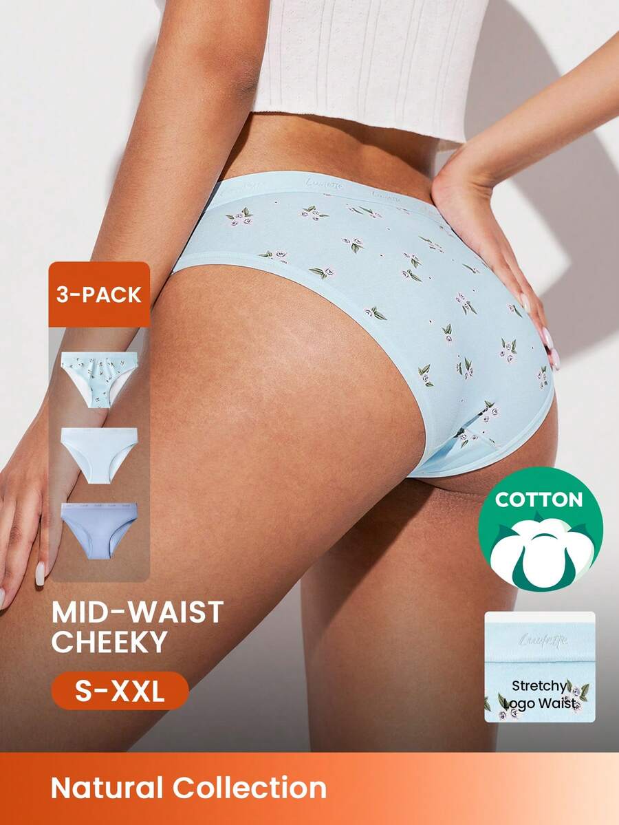 LUVLETTE 3-pack set med fräcka bomullsunderkläder för kvinnor med mellanhög midja - Multifärgad - Visa 1