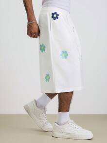 TOKVUE Men's Casual Floral Print Wide Leg Pants, Summer - White - View 5