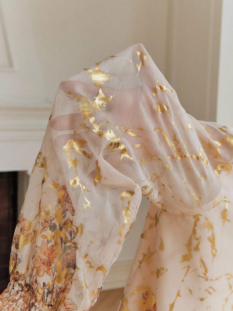 Women's Lantern Sleeve Floral Print Elegant Blouse Elegant Blouses Luxury Clothes For Women