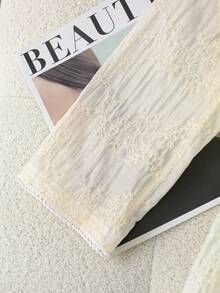 GlowEve Women's Lightweight Milky White Embroidered Blazer, Summer - Apricot - View 4