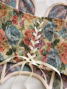 Soleia Women's Elegant Jacquard Criss-Cross Backless Tube Top For Summer - Multicolor - View 2