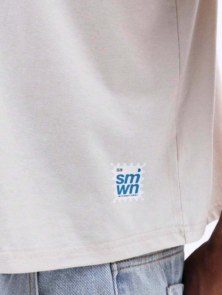 Casual Boxy Fit Santorini Graphic Print Short Sleeve Crew Neck T-Shirt For Men Summer Travel Vacation Style