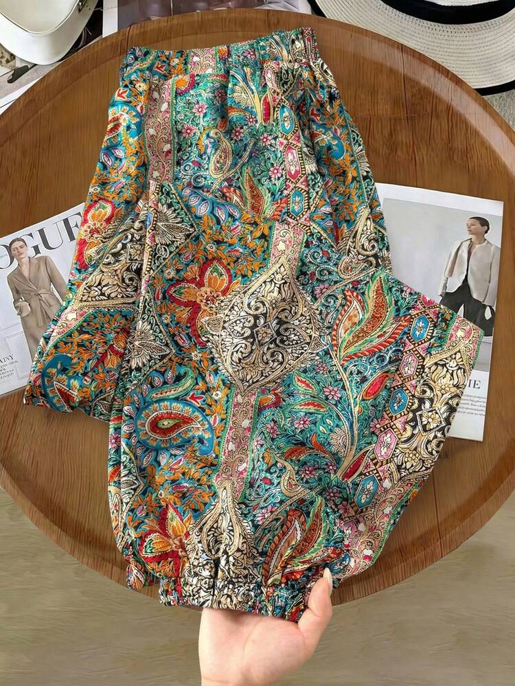 Plus Size Women Paisley Print Casual Pants,Summer Dresses For Women,Spring Outfit Women ,Vacation Outfits Women,Beach Outfits For Women Paisley Print Pants Printed Pants For Women Boho Pants For Women Bohemian Pants Women Summer Pants Pattern Pants Boho Trousers Bohemian Trousers Women's Summer Pants Pants For Women Casual Women's Summer Pants Wide Leg Pants Woman High Waist
