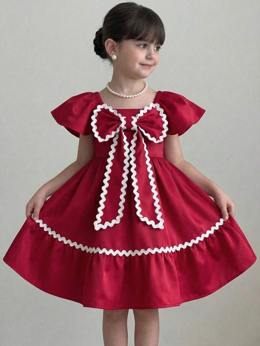 小女孩夏季沙滩蝴蝶结装饰泳衣 小女孩泳装 小女孩泳衣 蝴蝶结泳衣 荷叶边泳衣 小女孩泳衣 - 彩色 - 查看 1