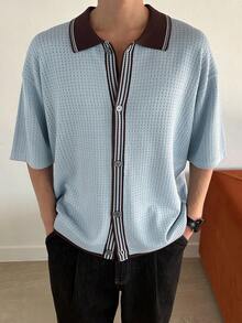 DAZY Men's Striped Short Sleeve Cardigans, Multi-Color Knit Tops For Summer - Multicolor - View 3