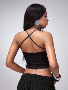 Y2Kool Wild Love Casual Sexy Urban Chic Minimalist Y2K Subculture Fashion Women's Dragon Print Crop Top, Suitable For Music Festivals, Daily, Vacation, Dates, Parties, Spring/Summer - Black - View 2