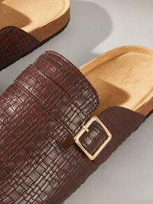 Solecia Women's New Slip-On Half-Cover Slippers, PU Material, Comfortable Shoes, Casual And Versatile For Daily Commute - reddish brown - View 5
