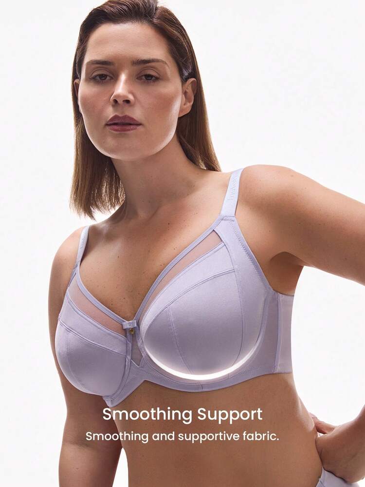 Plus Unlined Full Coverage Side Support Mesh Bra