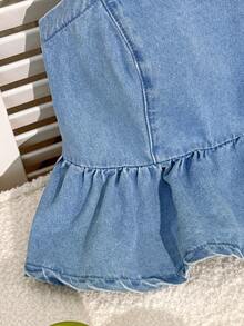 Comfortcana 大码休闲无袖牛仔短裤套装 - 淺色水洗藍 - 查看 3