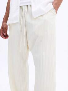 SUMWON Pantalones casuales de pierna ancha y relajada con cintura con cordón, elásticos y cómodos, ligeros para el verano - Amarillo claro - Ver 5