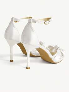 CUCCOO CHICEST Women's Fashion Pointed Classic Satin Mesh With Sexy Evening Wear Party Style Simple Back Space Stiletto High Heel Shoes - White - View 5