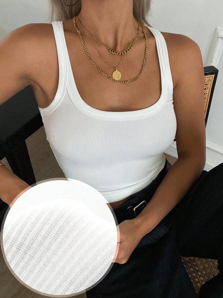 Livesso Women's Solid Color Business Casual Tank Top, Summer New Arrival - White - View 1