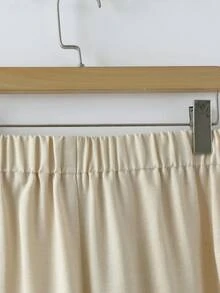 EMERY ROSE 大码印花圆领短袖上衣和纯色阔腿裤两件套 - 彩色 - 查看 7