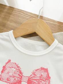Cozy Pixies Baby Mädchen Weiß Schmetterling Muster T-Shirt mit 3D Schleife Deko und Jeans Shorts Set, Baby Mädchen Sommer Shirts und Shorts, Baby Mädchen Kurzarm Sets, Baby Mädchen Sets Sommer, Baby Mädchen Kleidung Jeans mit Schleifen, Schleife Outfits für Mädchen - Verschiedenfarbig - Übersicht 4