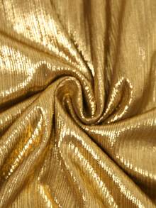 Franclia 优雅吊带深V领罗纹箔面无袖A字春夏连衣裙，金色，优雅女士正式礼服 - 金色 - 查看 7