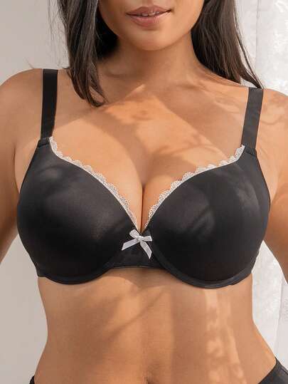 DesireSculpt 1 adet Büyük Beden Dantel Detaylı Balenli Sütyen
