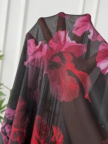 SHEIN CURVE+ 大码女士优雅连衣裙，适合工作、夏季穿着，网纱面料，弹力十足，短袖，长款，职业女性夏季服装套装 - 彩色 - 查看 8