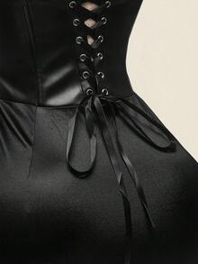 SHEIN ICON 加大码女士黑色性感抹胸紧身连衣裙 - 黑色 - 查看 10