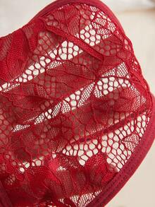 Women's Solid Color Fashionable Lace Sexy Panties - Burgundy - View 5