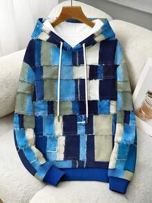 Rovax Sudadera casual de manga larga con estampado total para mujer - Azul - Ver 1