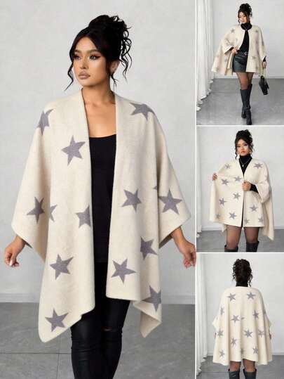 Capa de Mujer Curvy, Plus Size, Elegante, Casual, Calientita, Comoda, Ideal para Días Fríos Talla Extra