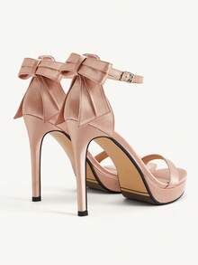 CUCCOO CHICEST Giày sandal cao gót đế xuồng chống thấm nước, trang trí nơ, kiểu dáng thanh lịch dành cho nữ. - Hồng - Xem 2