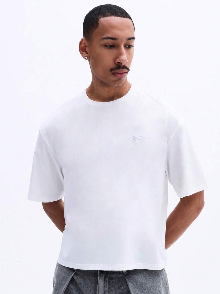 박시핏 화이트 티셔츠 (아메리칸 드림 그래픽)