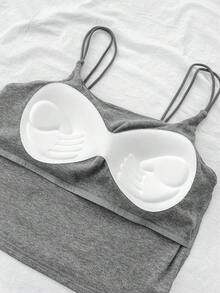 SHEIN 2件套少女吊带背心，内置胸垫，修身露背设计，百搭休闲，适合所有季节 - 彩色 - 查看 5